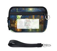 USA New York Night Scenery - Mini funda para tarjetas con cremallera para mujeres y hombres, con ventana de identificación, cartera portátil, ligera, pequeña, con cremallera, organizador de tarjetas