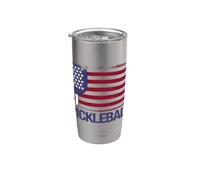 USA Patriot Pickleball Paddles Illustration Graphic Designs Vaso térmico de acero inoxidable de doble pared