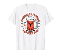 USA Patriotic Powered by Freedom Cold Beer, 4 de Julio Camiseta
