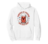 USA Patriotic Powered by Freedom Cold Beer, 4 de Julio Sudadera con Capucha