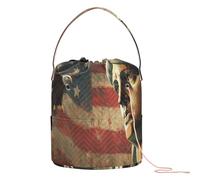 USA Presidents Day Flag & Lady Liberty - Bolsa de almacenamiento de hilo de ganchillo con agujeros, bolsa de viaje para organizadores de ganchillo