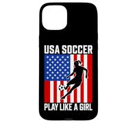 USA Soccer Juega como una chica Pasión Orgullo Carcasa para iPhone 15 Plus