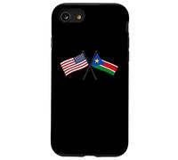 USA Sudán del Sur Banderas Cruzadas Jersey Americano Sudán del Sur Carcasa para iPhone SE (2020) / 7/8