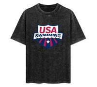 USA Swimming Logo Men's T-Shirt Unisex Black Cotton Print tee Shirts 3XL