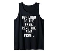 USA Tierra de los Libres Leer la Letra pequeña Sarcástico Camiseta sin Mangas