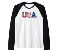 USA Vintage American Pride Retro Throwback Patriotic Camiseta Manga Raglan
