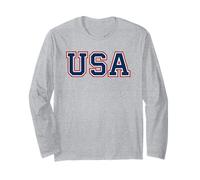 USA Vintage American Pride Retro Throwback Patriotic Manga Larga