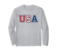 USA Vintage American Pride Retro Throwback Patriotic Manga Larga