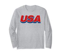 USA Vintage American Pride Retro Throwback Patriotic Manga Larga