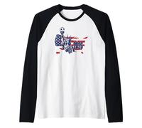 USA World Football 26 American Team Champion Fun Map Ganador Camiseta Manga Raglan
