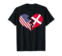 USA y Dinamarca Broken Heart International Love Camiseta