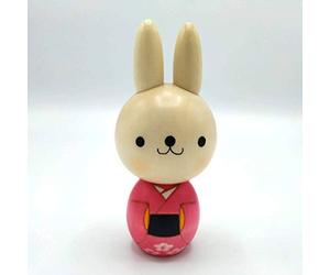 Usaburo Japanese Kokeshi Doll, Bunny's Pink Kimono by Usaburo