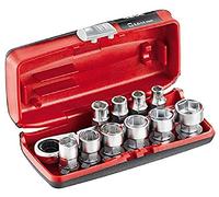 USAG U06100001 - 610 1/4" EFK - Surtido de llaves de vaso hexagonales cortas y carraca reversible en estuche bimaterial (11 pzas.)