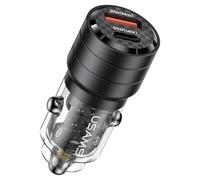 USAMS - Cargador de coche ultra rápido de 95 W, USB-C PD 65 W + USB-A QC 30 W, color negro