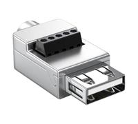 USB 2.0 Adapter Connector Male to Female, High-Speed USB Converter Plug with Terminal Block and Metal Housing, USB Data Transfer Interface for Laptop Computer Phone Keyboard and Electronic Projects
