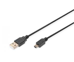 USB 2.0 connection cable, type A - mini B (5pin) M/M, 1.0m, USB 2.0 conform, bl
