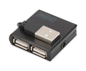 USB 2.0 High-Speed Hub 4-Port 4x USB A/F, 1x USB B mini/M, incl. USB cable
