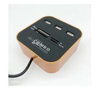 USB 2,0 Hub Combo Splitter 3 Puertos estación de Acoplamiento Todo en uno SD TF M2 MS/Pro Duo Adaptador de Lector de Tarjetas for PC y portátil(Orange)