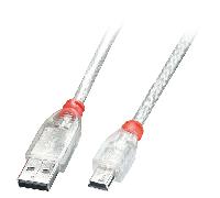 Lindy 41782 - Cable USB (1 m, USB A, Mini-USB B, 2.0, 480 Mbit/s, Transparente)