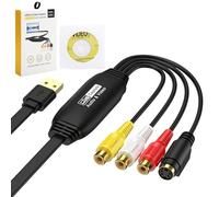 USB 2.0 Video Capture Card Analogue to Digital PC Transfer Kit VHS to DVD/Cassette to Retro Console/Video Grabber Convertidor VHS a digital Compatible with Windows XP/Vista/Win 11/10/7/8 & Mac, etc