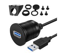USB 3.0 1M Macho a Hembra Extensión de Cable de Montaje en Panel de Tablero Redondo para Automóvil Vehículo Barco Camión Bicicleta Motocicleta Paneles de Tablero de Yates Salpicadero Soporte (1 Metro)