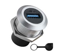 USB 3.0 a Enchufe de Panel, Adaptador de Fijación Roscado Incorporado 5 Gbps USB3.0 Hembra, Soporte USB para Coche con Tapa Impermeable, Convertidor de Enchufe Redondo