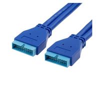 USB 3.0 Cable del adaptador de extensión del encabezado de 20 pines de la placa base, USB Doble conector hembra a mujer extensor, 20pin USB3 Cable 50cm(Male to Male)