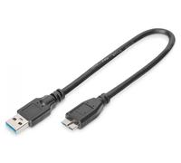 Cable USB a micro USB Digitus AK-300117-003-S Negro 25 cm