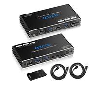 USB 3.0 HDMI KVM Switch 2 Puertos con Hotkey 4K 60Hz Compartir 2 ordenadores con un teclado Ratón HDR D-olby Vision HDCP2.2 Mando a distancia Teclado inalámbrico USB 3.0 Cable x2