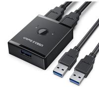 USB 3.0 Hub Concentrador Divisor KVM | 1x2 2x1 Bidireccional | Compartir Puerto USB | Con 2 Cables USB 3.0 | Para Teclado Ratón Impresora Lector de Tarjetas
