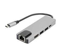 USB 3.0 Hub de 5 Puertos, Concentrador Tipo C a Adaptador HDMI 4K Tipo C a Puerto de Expansión Gigabit Ethernet RJ45 para Computadora Portátil, PC, Computadora, Disco Duro Móvil, Unidad Flash, etc