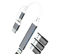 USB 3.0 Hub USB C OTG Adaptador a Memory Stick Distribuidor Cable Splitter Port Docking Station Compatible con Samsung para iPhone 17 16 15 Pro Max para Apple para iPad MacBook Alargador Portátil
