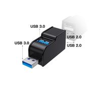 (USB 3.0 negro) Adaptador extensor concentrador Getatek Mini Splitter Box de 1 a 3 puertos de alta velocidad