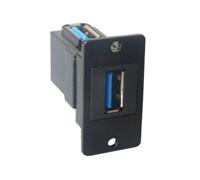 USB 3.0 Panel Mount Two Port Socket Fast Speed 5Gbit / S Transferencia de datos Instalación sin herramientas para PC Portátil Reproductor multimedia Negro Panel USB Conector