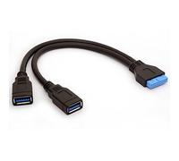 USB 3.0 Placa Base Cable Adaptador de 20 Pines de convertir a Dos Hembra a Tipo Plomo para DIY Gaming PC 25 cm