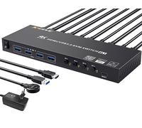 USB 3.0 Switch KVM HDMI 4 PC 1 Monitor, 4K@60Hz EDID Simulado 4 Puertos, KVM Switches 4 PC 1 Monitor Compartir 4 USB 3.0 Dispositivos Inalámbricos Ratón Teclado Impresora, con 5 Cables y Wired Remote