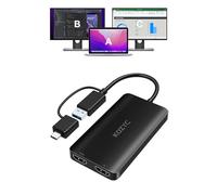 USB 3.0 to HDMI Splitter Extended Display Dual Monitors, USB 3.0-A/C Vers Dual HDMI Adapter 4K@30Hz+1080p@60Hz Compatible con MacBook/MacBook Pro Air DELL (MST Support MacOS/Windows)