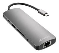 HUB USB Sharkoon 3x3.0 Tipo C.RJ45 Lector Tarjetas HDMI Gris