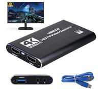 USB 3.0 Video Capture Card 4K HDMI con Loop-Out, 1080P 60FPS Grabadora para Streaming, 4K HDMI Capture, Compatible con PS5, Xbox, Switch, Cámara, OBS, Plug & Play para PC/Laptop