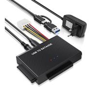 USB 3.1 a SATA IDE Adaptador Binghe Adaptador Sata a USB para HDD SATA de 2,5" y 3,5" y HDD IDE con adaptador de corriente 12V 2A Cable de alimentación de 4 clavijas Compatible con Windows/Linux/MacOS