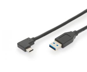 USB 3.1 connection cable, C 90ø angled to A M/M, 1.0m, Gen2, 3A, 10GB, 3.1 Version, bl