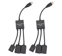 USB 3.1 Tipo C Macho a 2 Dual A 2.0 Hembra + Concentrador OTG Micro-USB