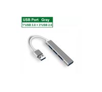 (USB 4 en 1 gris) Concentrador USB 3.0, base de concentrador USB tipo C 3.1, adaptador divisor múltiple