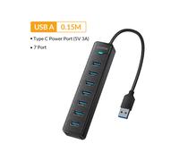 (USB A 0.15M)iDsonix USB 3.0 HUB 5Gbps Estación de acoplamiento 7 puertos USB A Tipo C HUB Divisor Toma