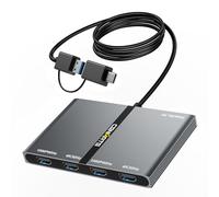 USB A/C 3.0 to 4xHDMI Adapter Support Mirror/Extend Mode Compatible with Mac/Win,5-in-1 USB C Docking Station(4K30Hz x2+1080P60Hz x2+Type C 3.0), 4 Monitor Docking Station with 4 HDMI