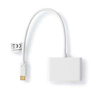 USB Adapter | USB 3.2 Gen 1 | USB-CT Male | 2X USB-A | 1000 Mbps | 0.20 m | Round | Nickel Plated | PVC | White | Polybag