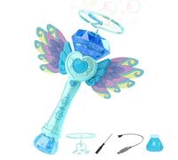 USB Bubble Blower, Rechargeable Bubble Wand, Automatic Device Maker, High-Output Machine with Refill Solution, Outdoor Party Fun Activity, 13.78 Inches