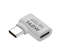 USB C 90 Degree Adapter - PD 140W Fast Charging Right Angle Connector, 40Gbps High Speed Data Transfer, 8K 60Hz Male To Female Extender, Angled Type C Device Link For Tablet Phone Laptop Use