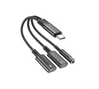 USB C a ABS de 3,5 mm, construcción USB C a ABS de 3,5 mm, construcción USB | Escucha música mientras se carga, puerto auxiliar de 3.5 mm, entrega de energía USB C, conmutación sin problemas, sin retraso