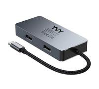 USB C a Doble HDMI Expansión, 7 en 1 Hub Type C de Doble Pantalla, con 3 x USB-A 3.0, Datos USB C y 100W PD, para MacBook Air/Pro, computadoras portátiles y más Dispositivos compatibles con USB C